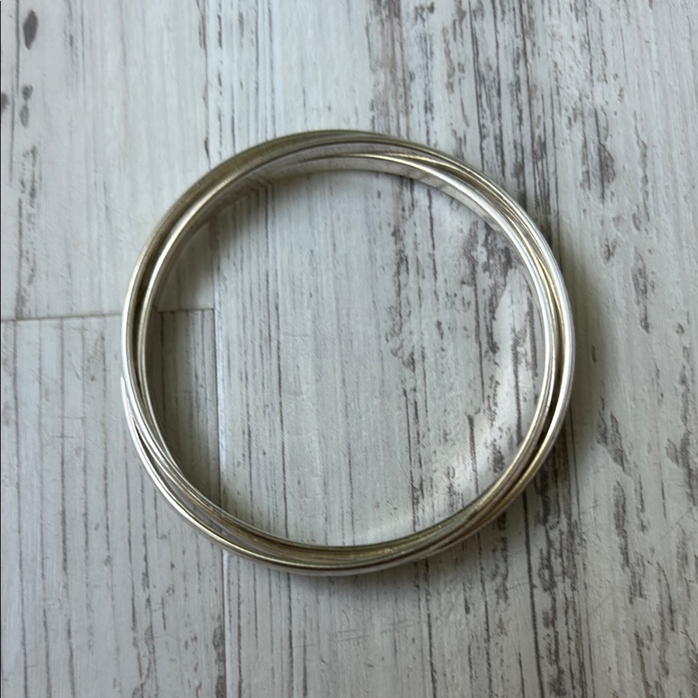 Chic Silver Plated Bangle Bracelet Set - image 2